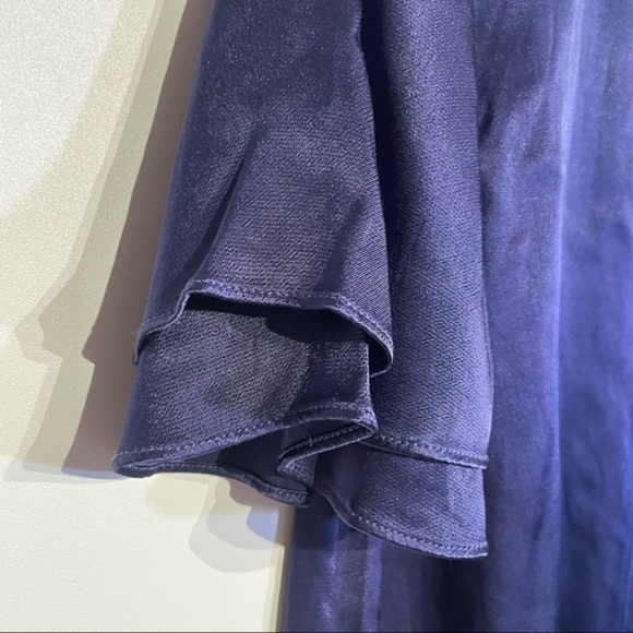 NWT Evereve Allison Joy Purple Satin Blouse Top xs Joelle Tie Front Flutter - Picture 7 of 12